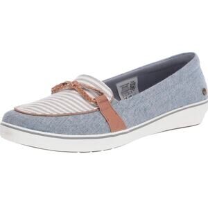 Grasshoppers Womens Windsor Knot Braid Textured Light Blue/White Flat US 10